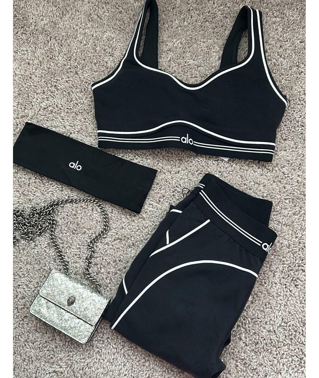 ALO YOGA Черный хлопко-эластановый спортивные костюмы, фото 5
