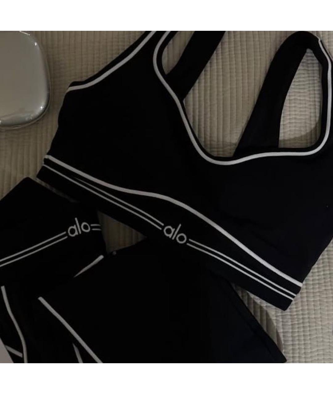 ALO YOGA Черный хлопко-эластановый спортивные костюмы, фото 6