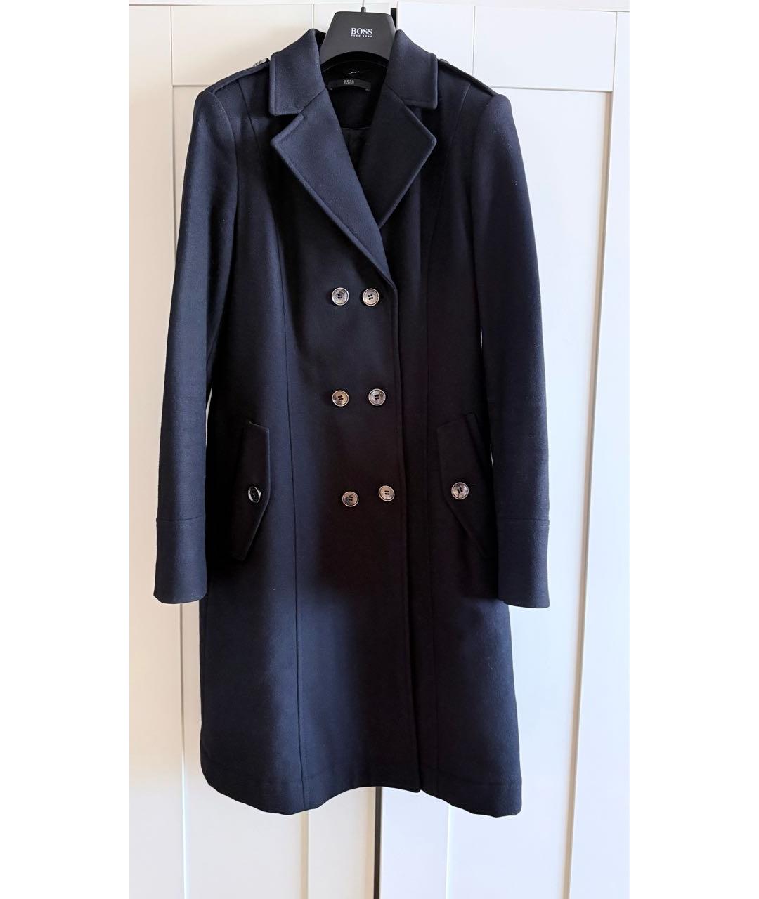 HUGO BOSS Темно-синее шерстяное пальто, фото 9