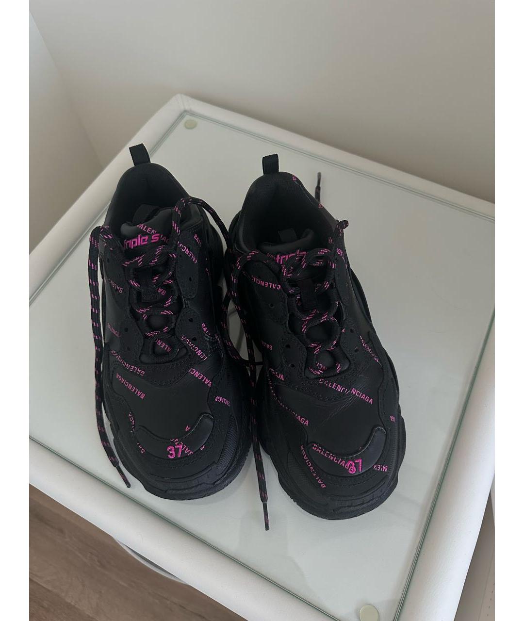 BALENCIAGA Черные кожаные кроссовки, фото 2