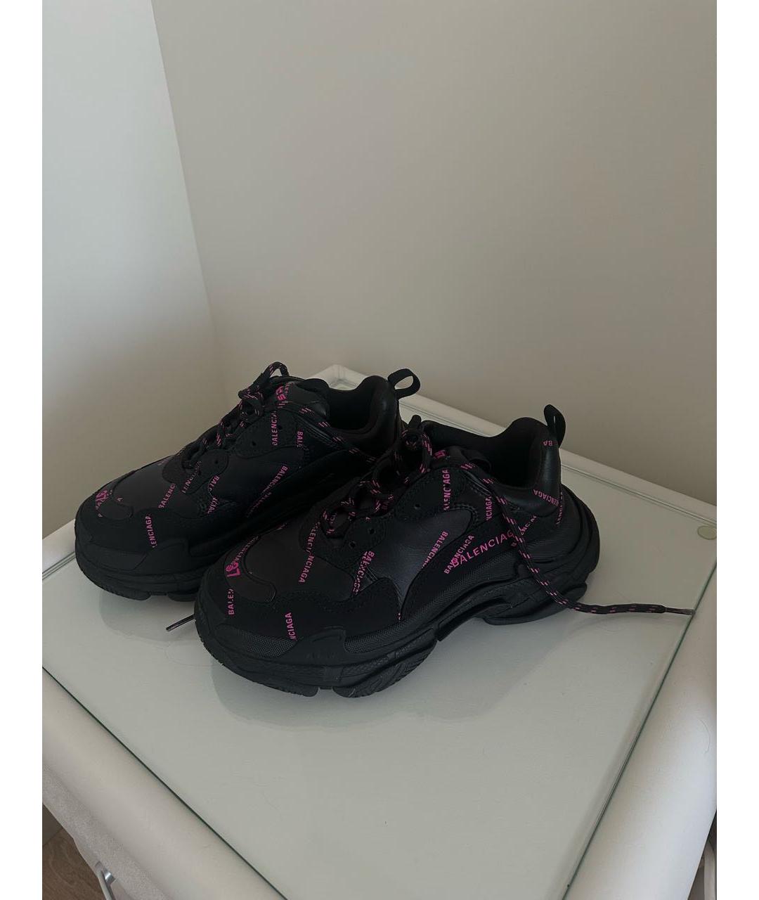 BALENCIAGA Черные кожаные кроссовки, фото 4