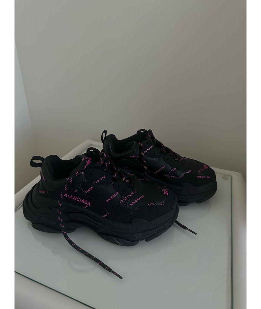 BALENCIAGA Черные кожаные кроссовки, фото 5