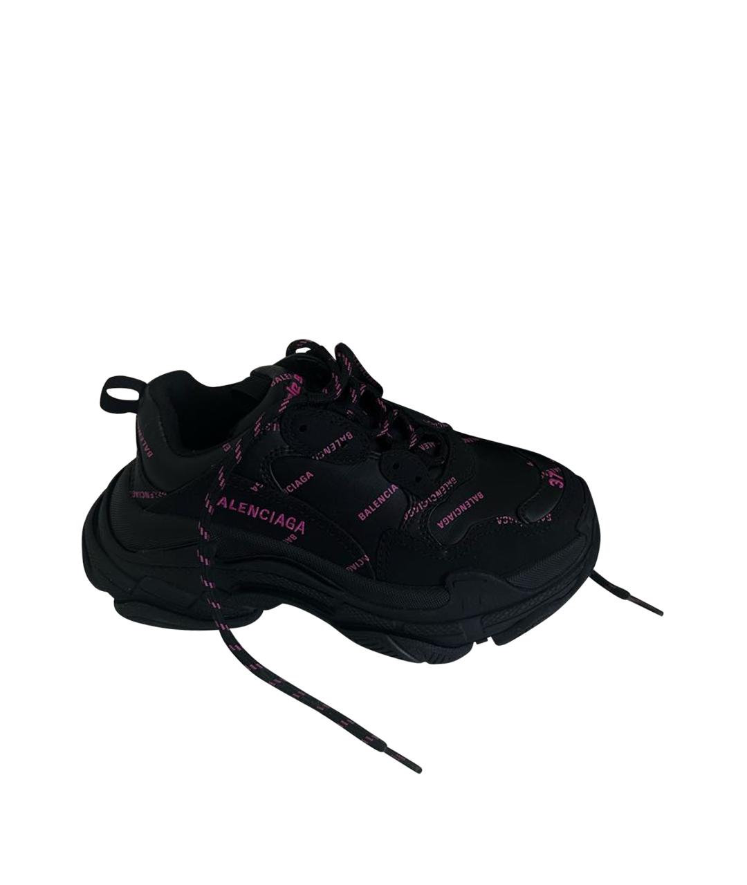 BALENCIAGA Черные кожаные кроссовки, фото 1