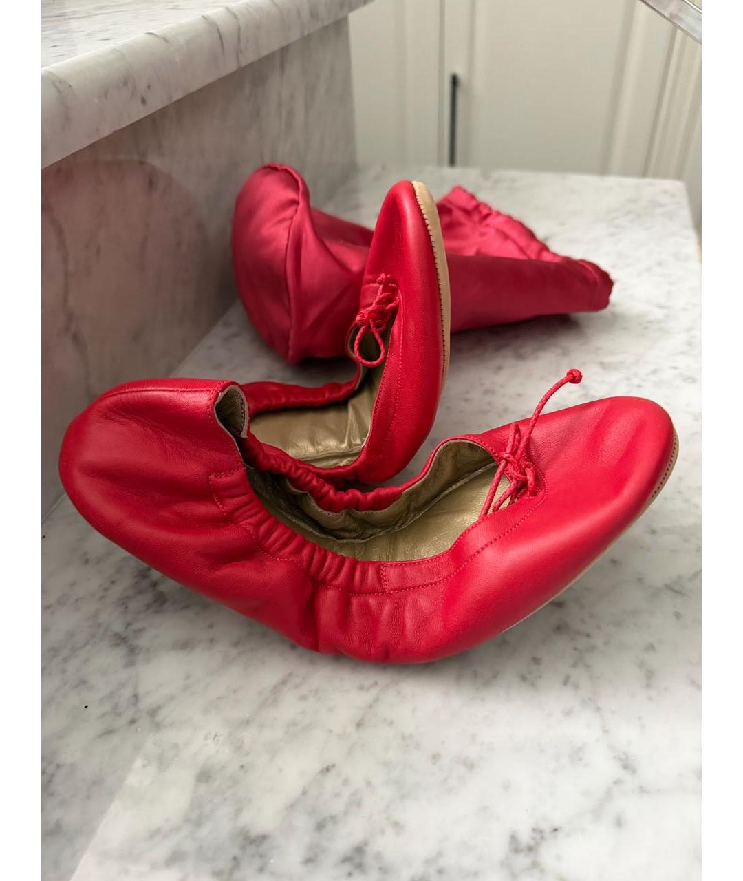 BOTTEGA VENETA Красные кожаные балетки, фото 4