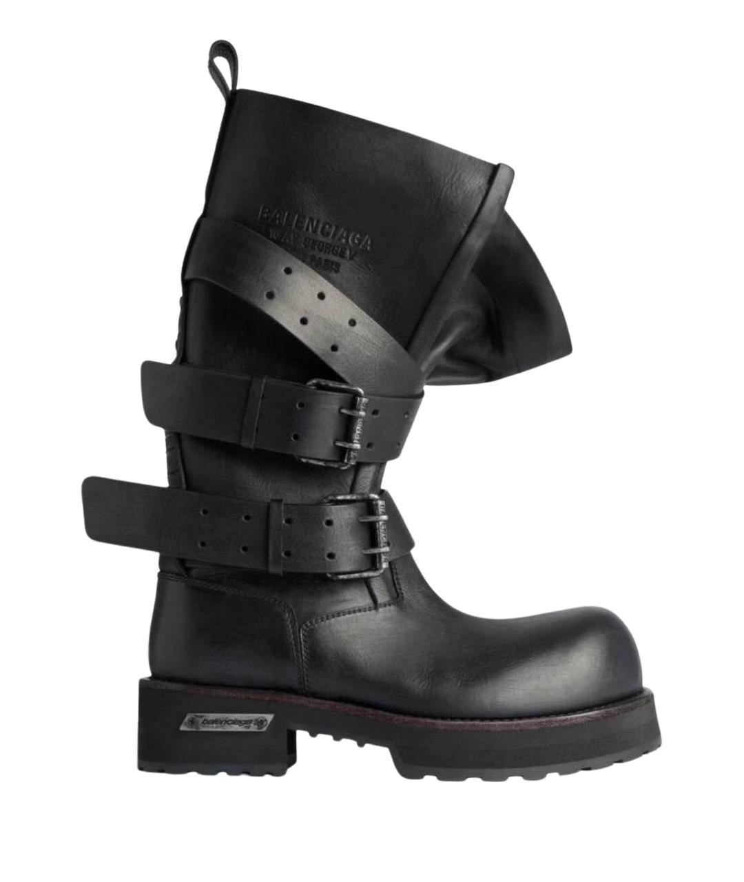 BALENCIAGA Черные кожаные полусапоги, фото 1