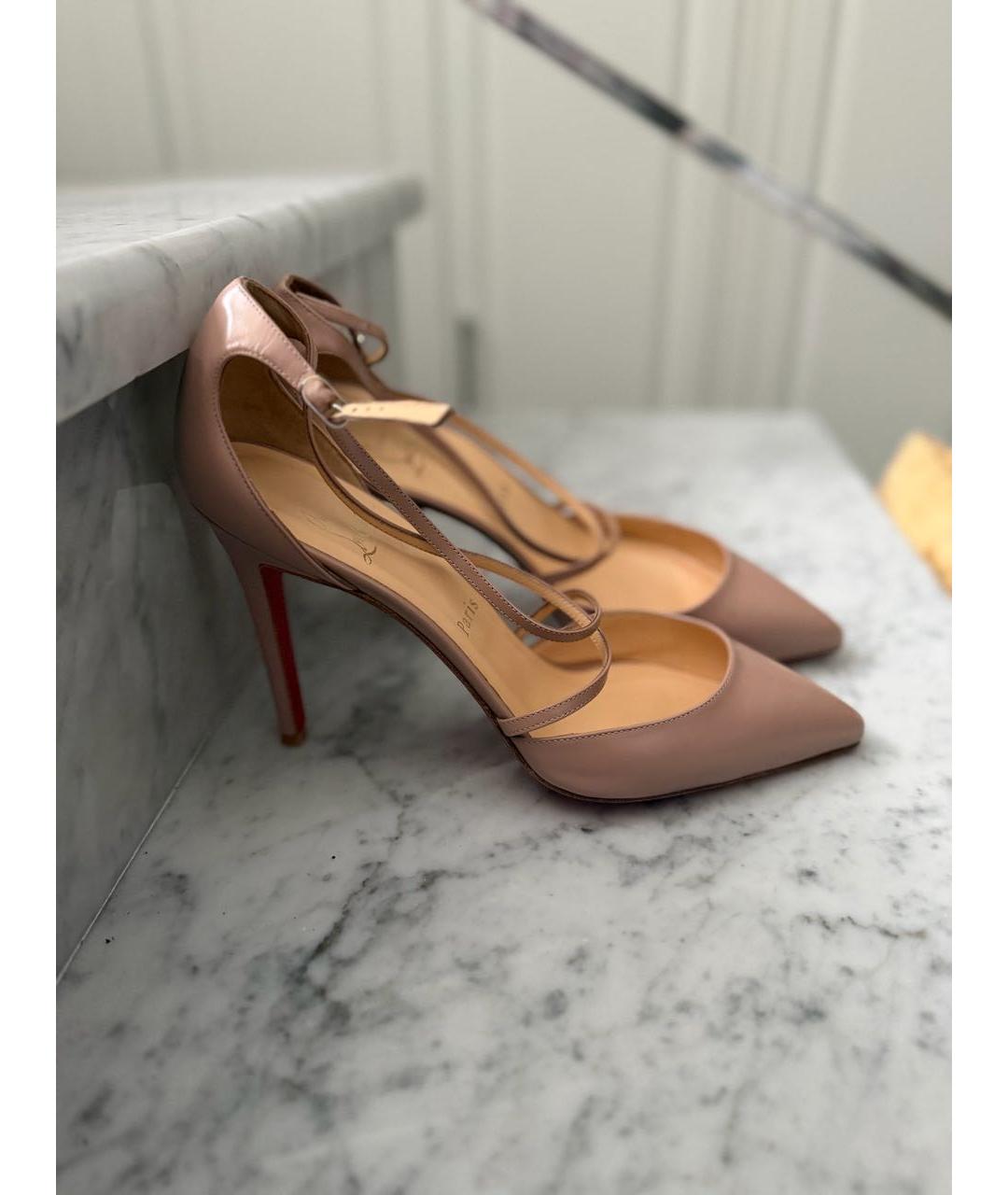 CHRISTIAN LOUBOUTIN Бежевые кожаные туфли, фото 4