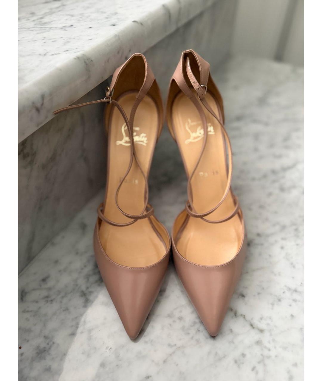 CHRISTIAN LOUBOUTIN Бежевые кожаные туфли, фото 2