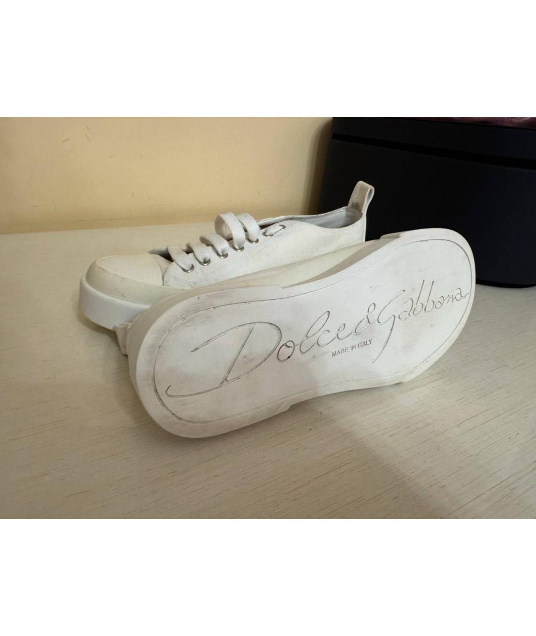 DOLCE&GABBANA Белые замшевые кеды, фото 5