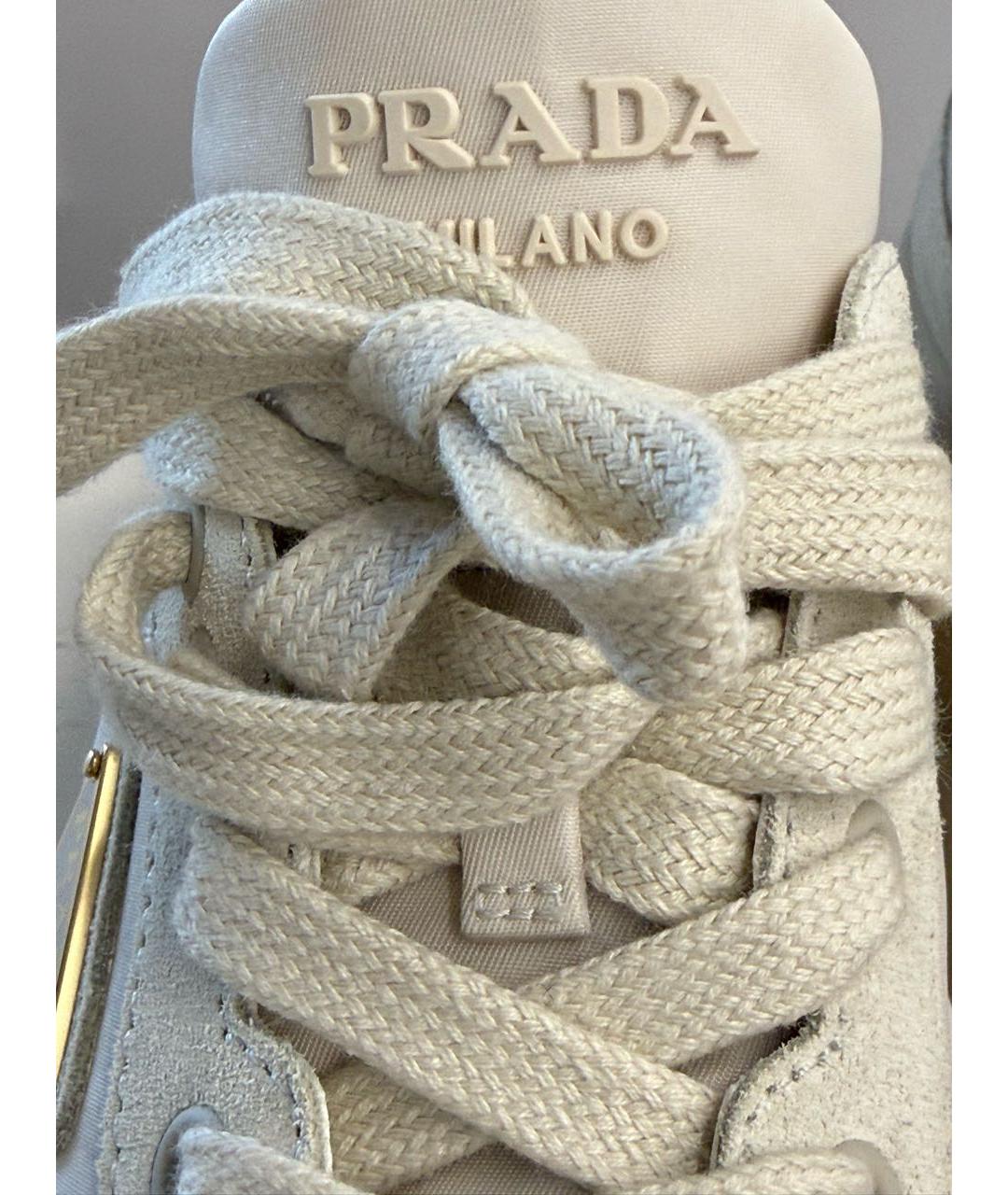 PRADA Бежевые замшевые кеды, фото 6