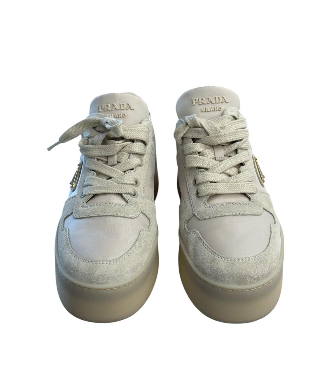 PRADA Бежевые замшевые кеды, фото 2