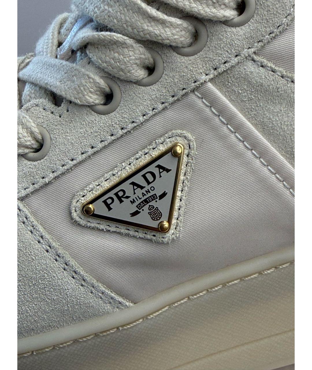 PRADA Бежевые замшевые кеды, фото 5