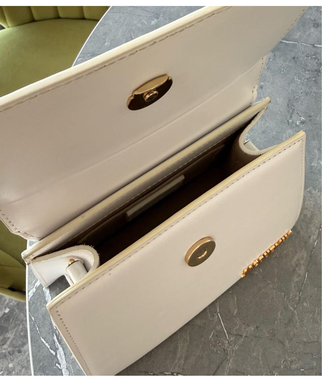 JACQUEMUS Белая кожаная сумка через плечо, фото 4