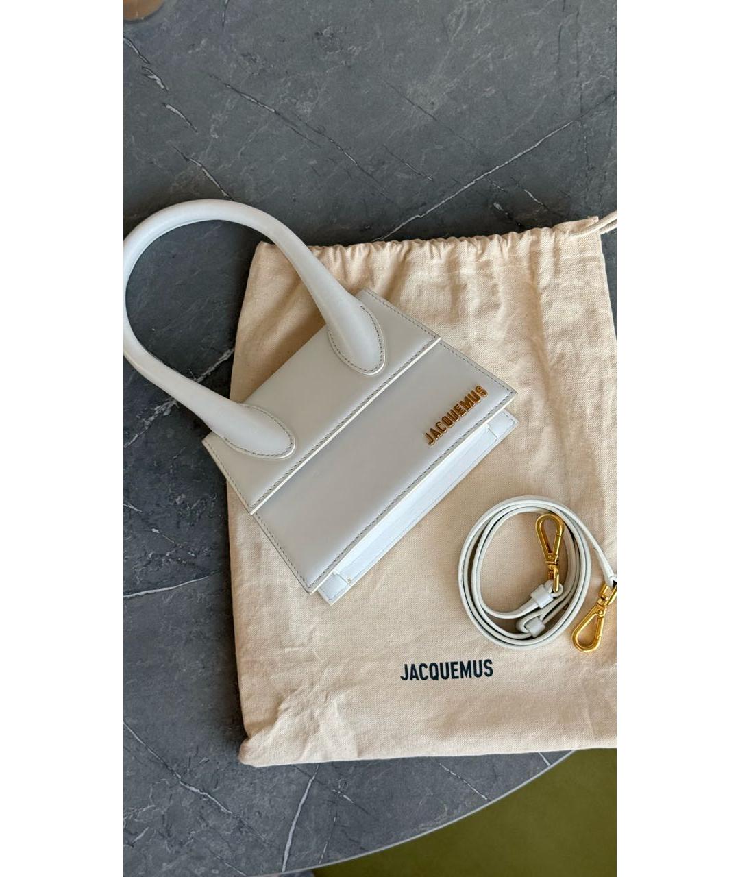 JACQUEMUS Белая кожаная сумка через плечо, фото 8