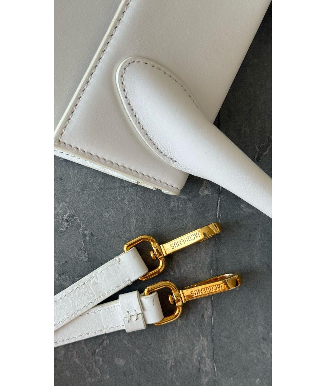 JACQUEMUS Белая кожаная сумка через плечо, фото 6