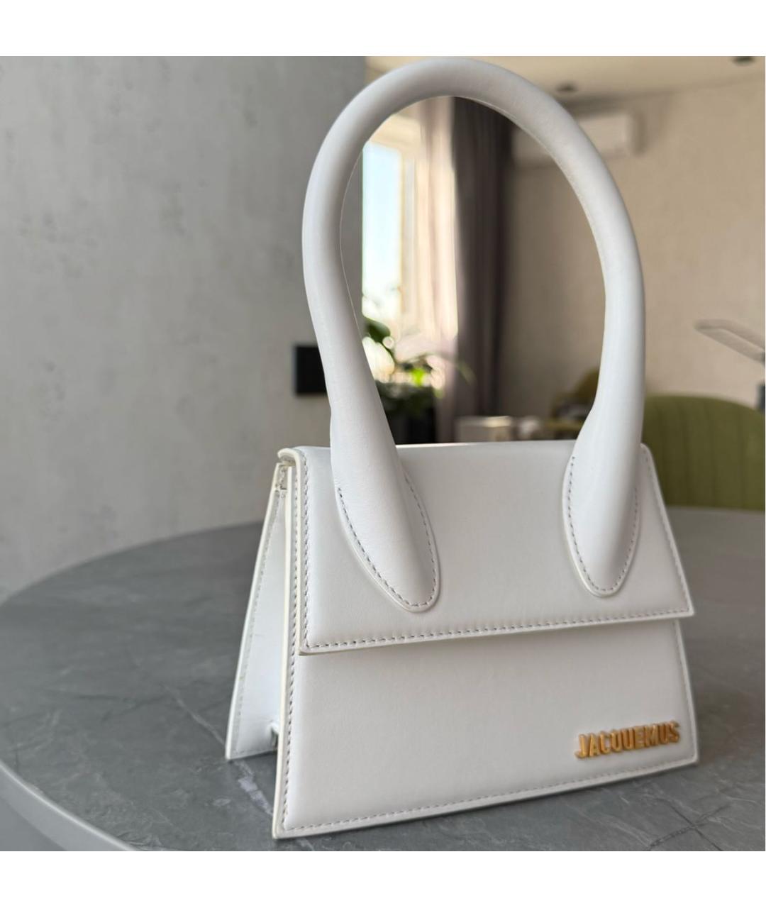 JACQUEMUS Белая кожаная сумка через плечо, фото 2