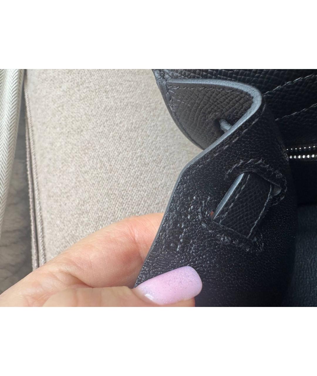 HERMES Черная кожаная сумка с короткими ручками, фото 3