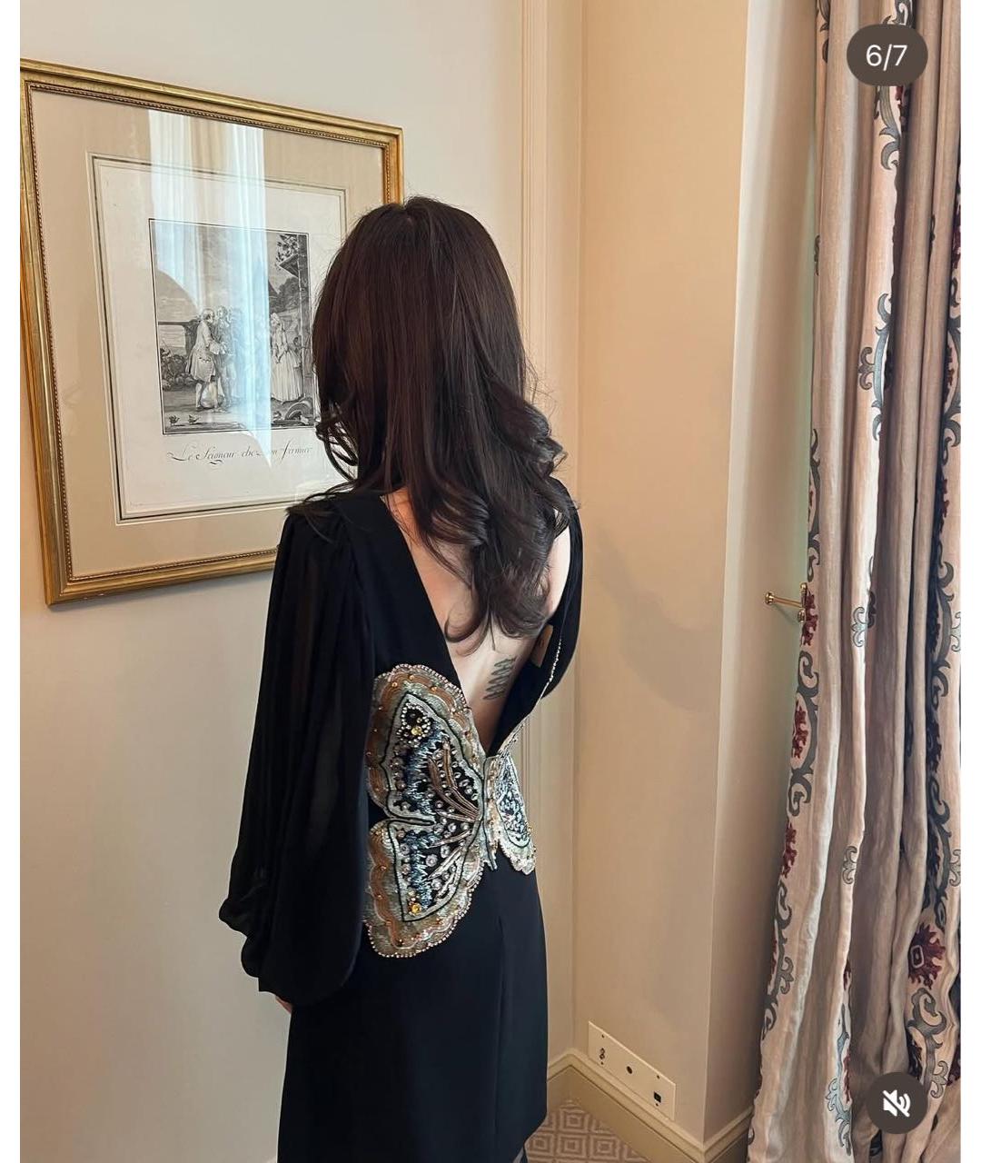 VALENTINO Черное шелковое повседневное платье, фото 6