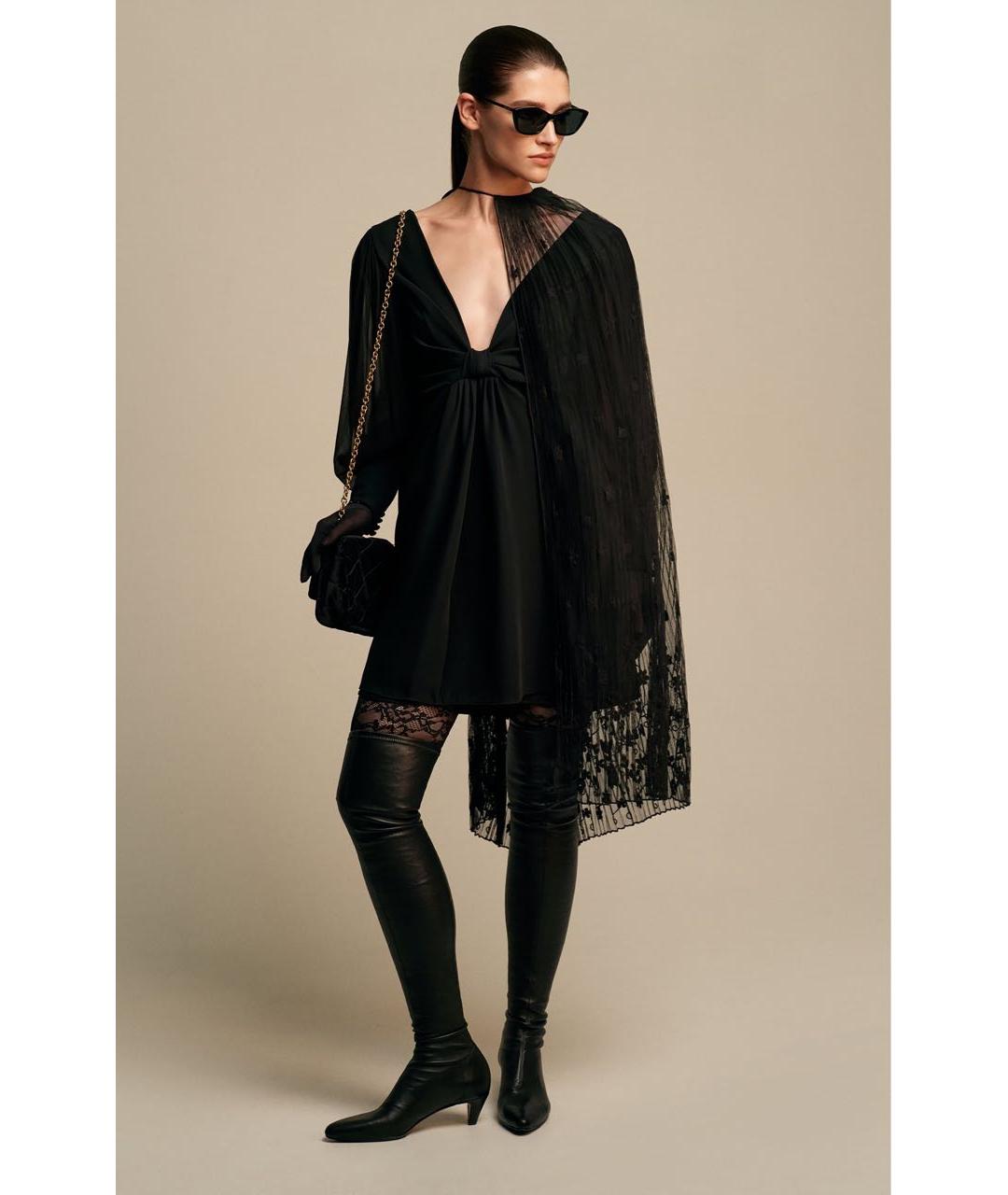 VALENTINO Черное шелковое повседневное платье, фото 5