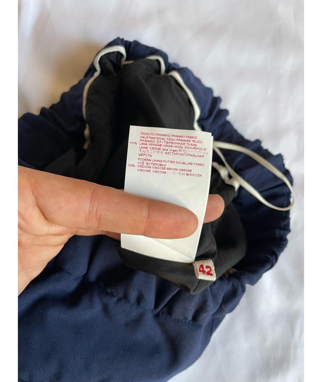 MARNI Темно-синие шерстяные прямые брюки, фото 4