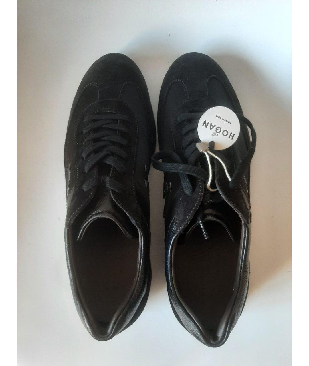 HOGAN Черные кожаные низкие кроссовки / кеды, фото 2