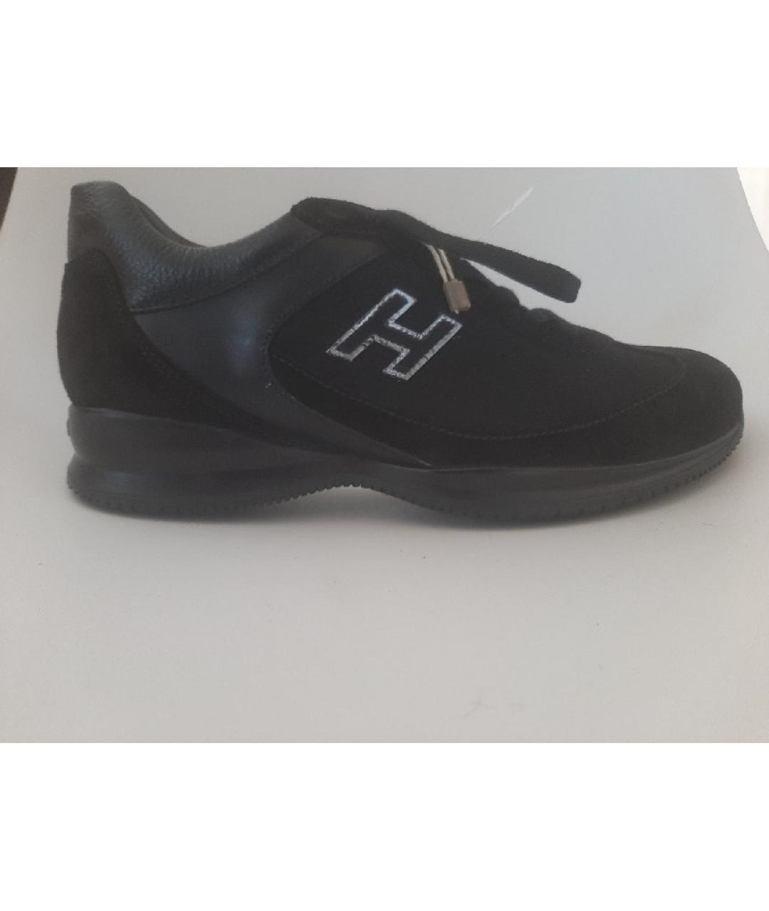 HOGAN Черные кожаные низкие кроссовки / кеды, фото 5