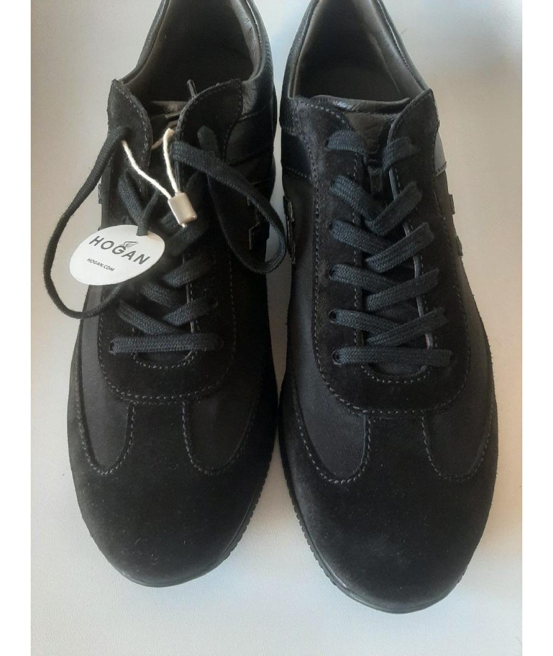HOGAN Черные кожаные низкие кроссовки / кеды, фото 3