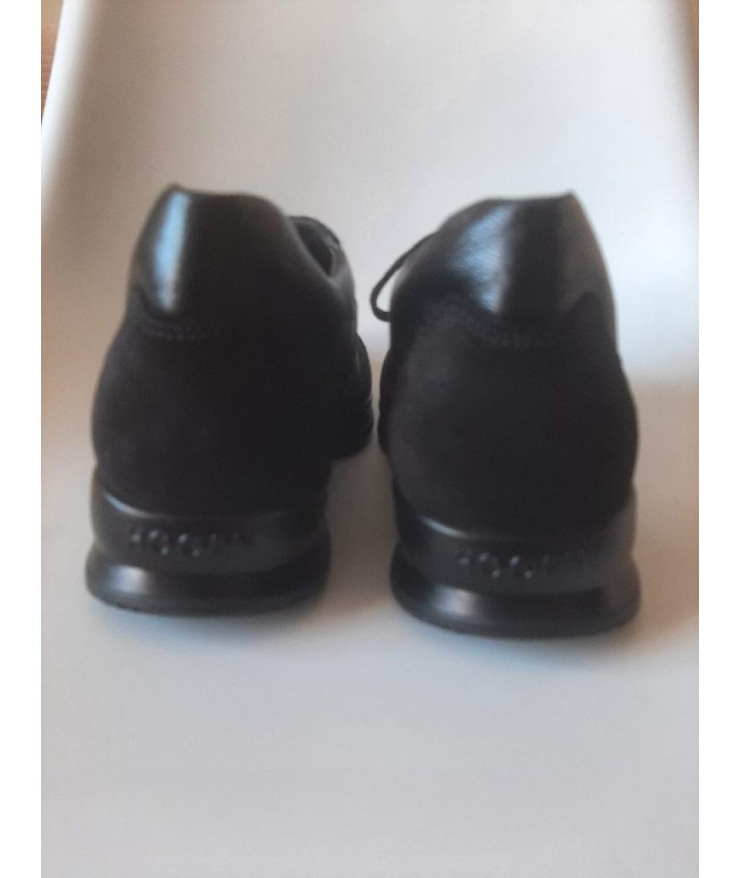 HOGAN Черные кожаные низкие кроссовки / кеды, фото 4