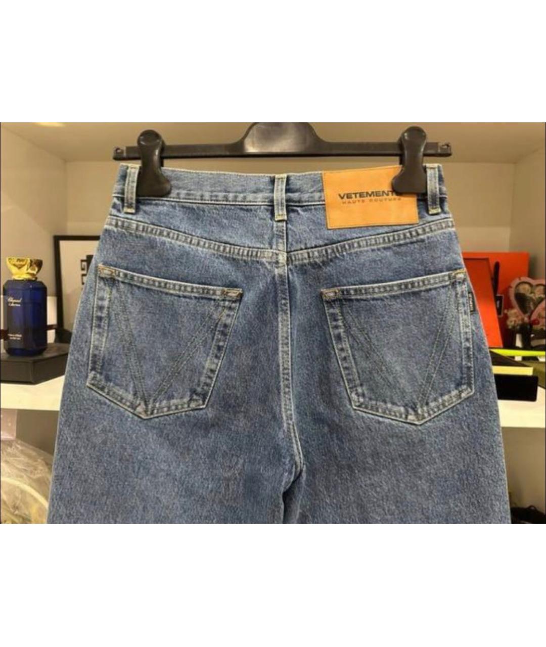 VETEMENTS Синие хлопковые прямые джинсы, фото 6
