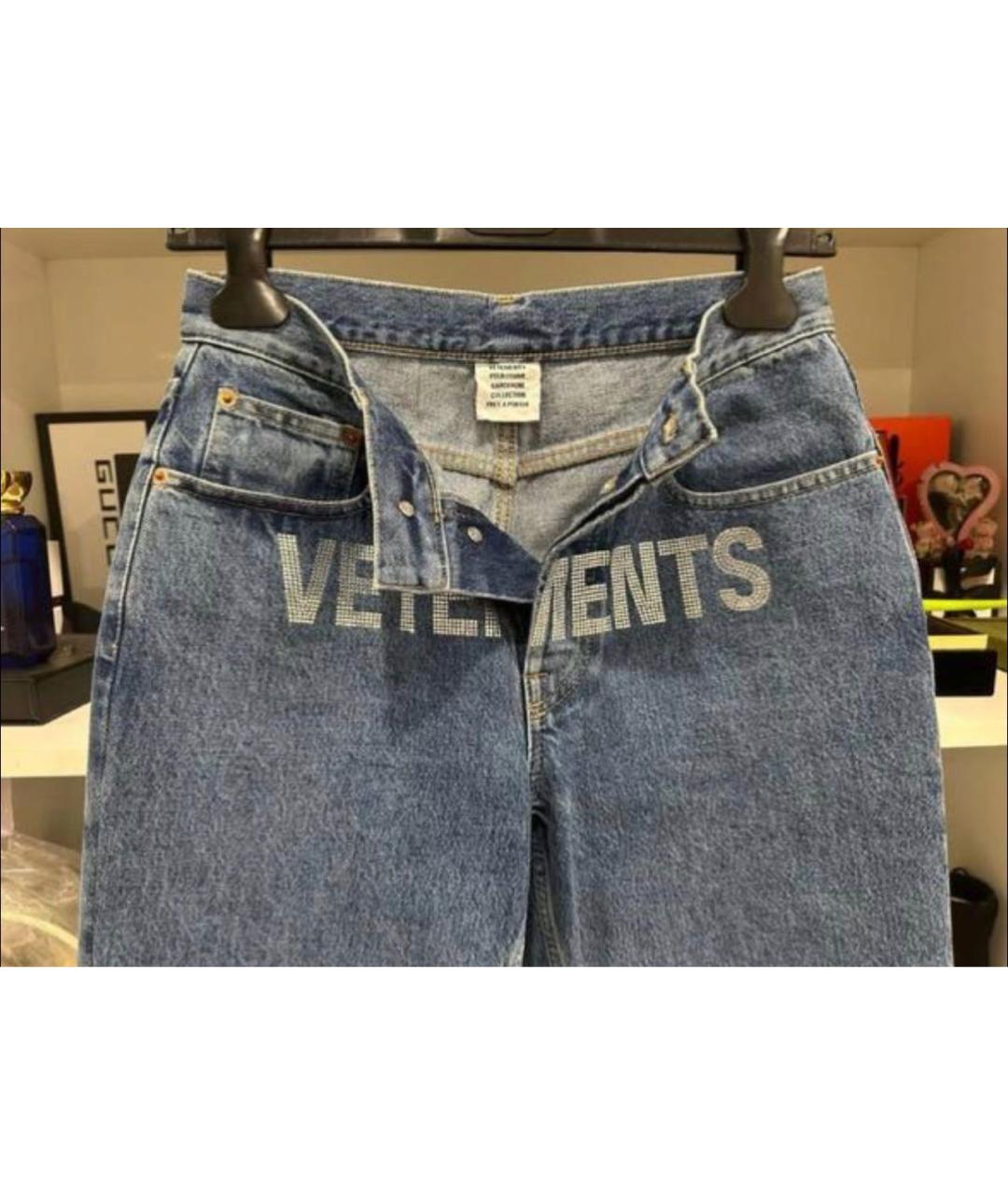 VETEMENTS Синие хлопковые прямые джинсы, фото 4