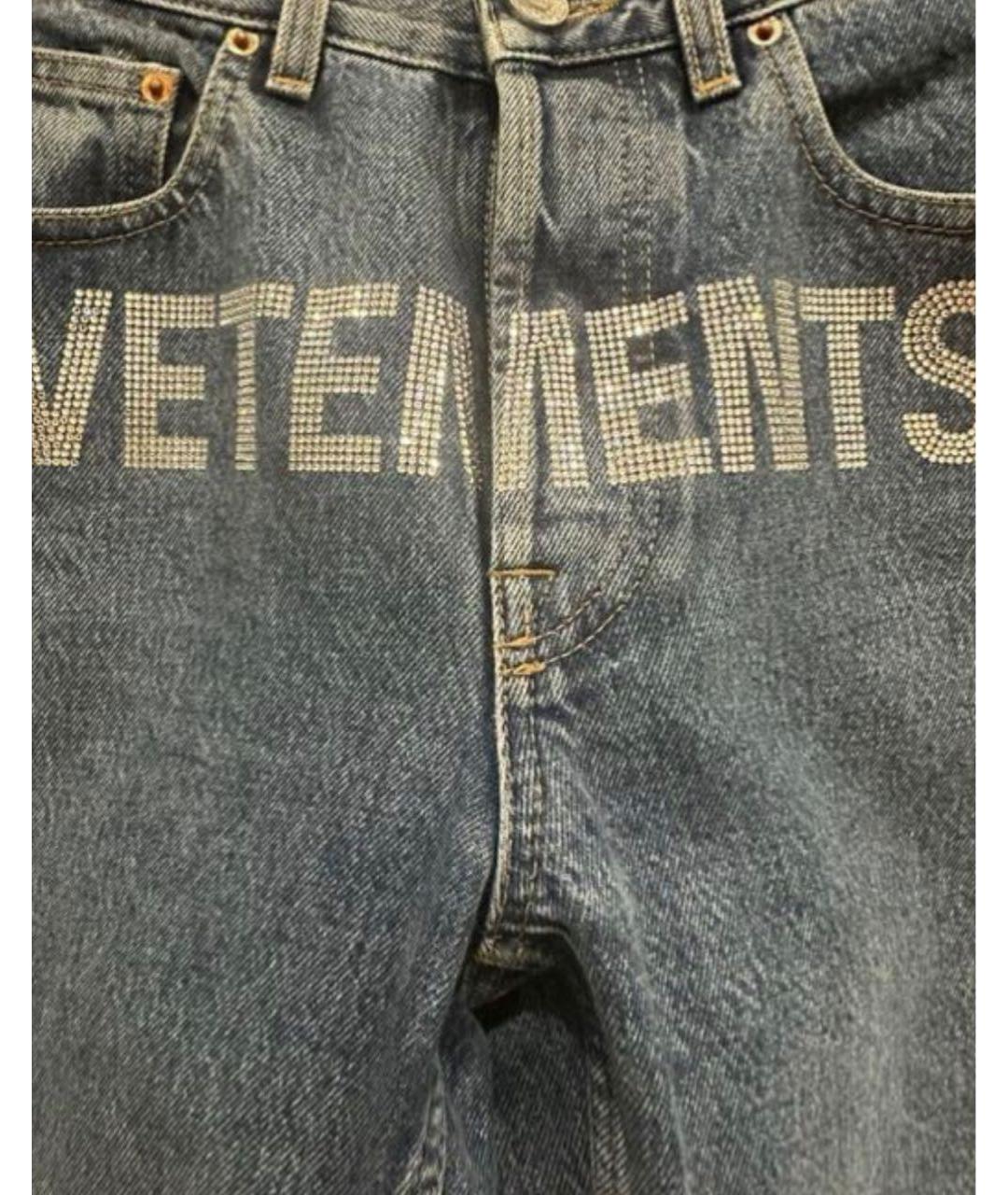 VETEMENTS Синие хлопковые прямые джинсы, фото 3