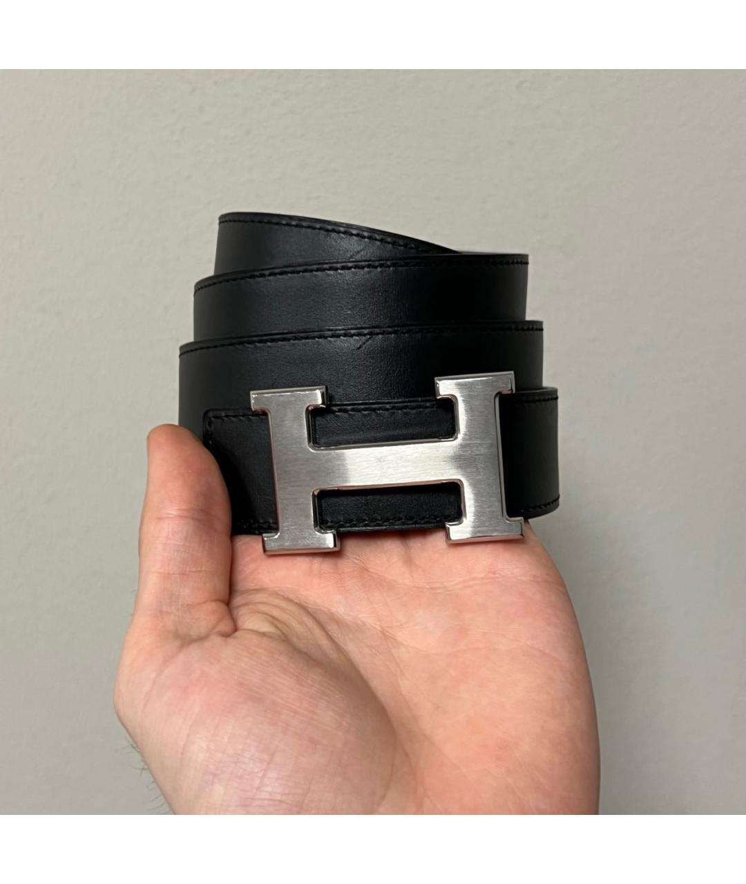 HERMES Черный кожаный ремень, фото 4