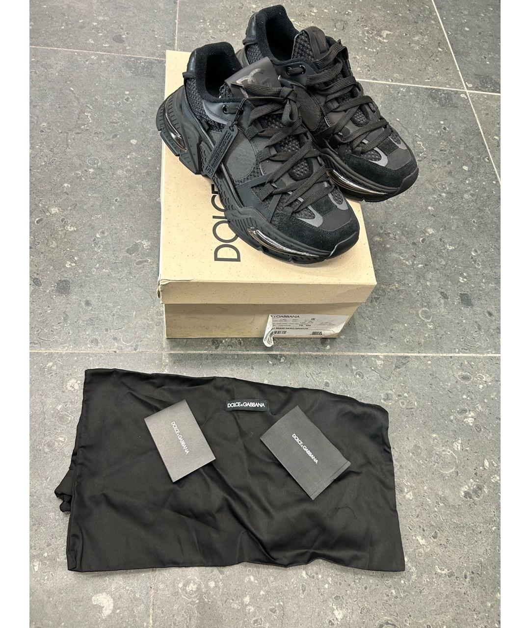 DOLCE&GABBANA Черные текстильные низкие кроссовки / кеды, фото 5