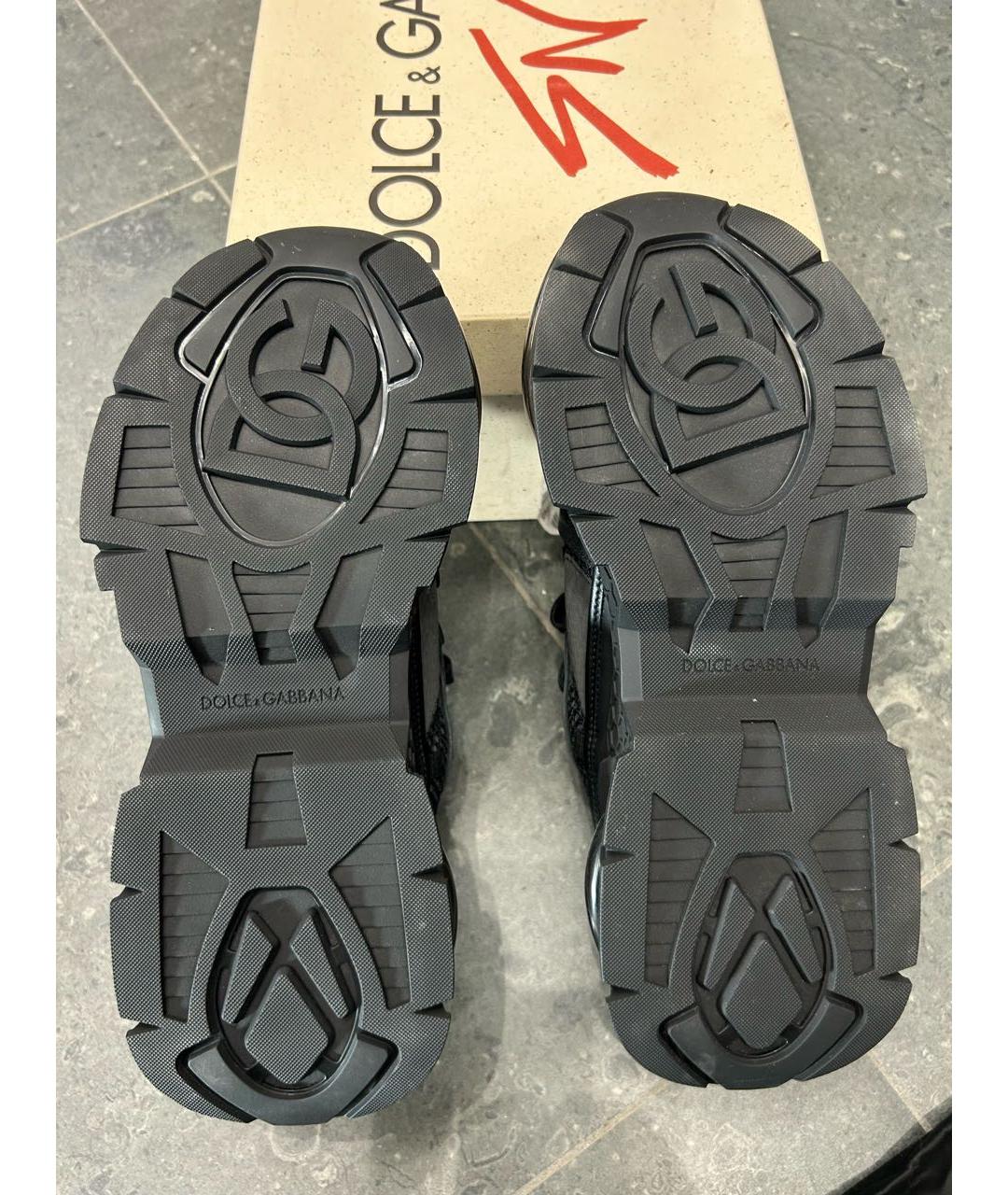 DOLCE&GABBANA Черные текстильные низкие кроссовки / кеды, фото 6