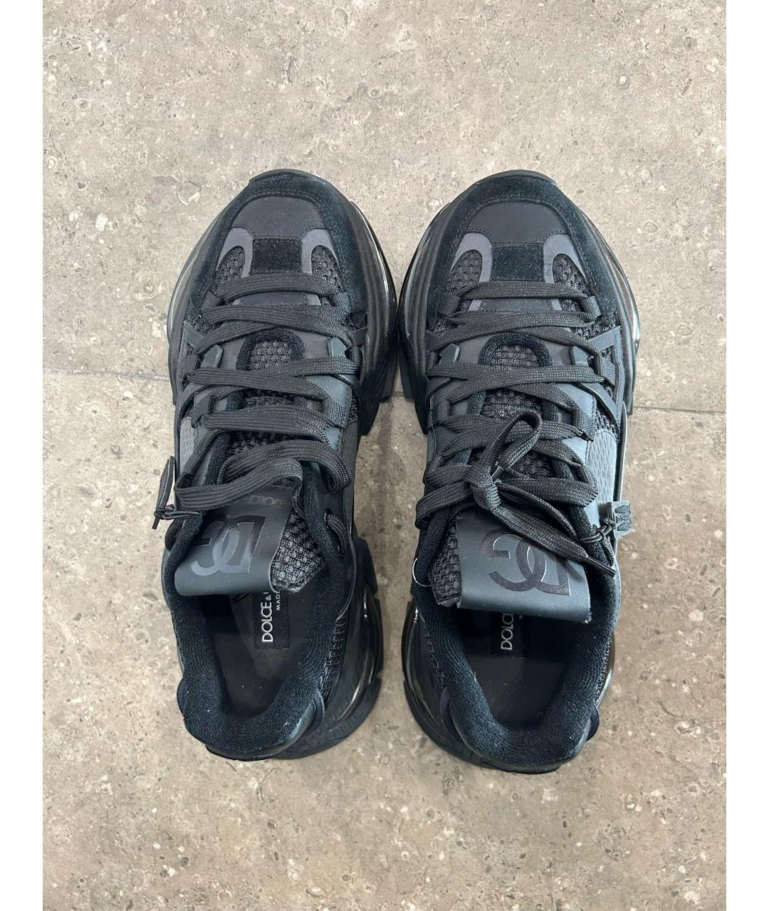 DOLCE&GABBANA Черные текстильные низкие кроссовки / кеды, фото 3