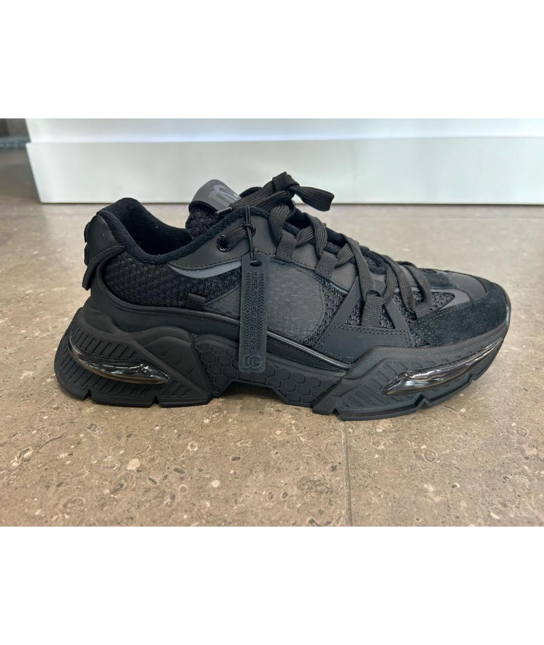 DOLCE&GABBANA Черные текстильные низкие кроссовки / кеды, фото 9