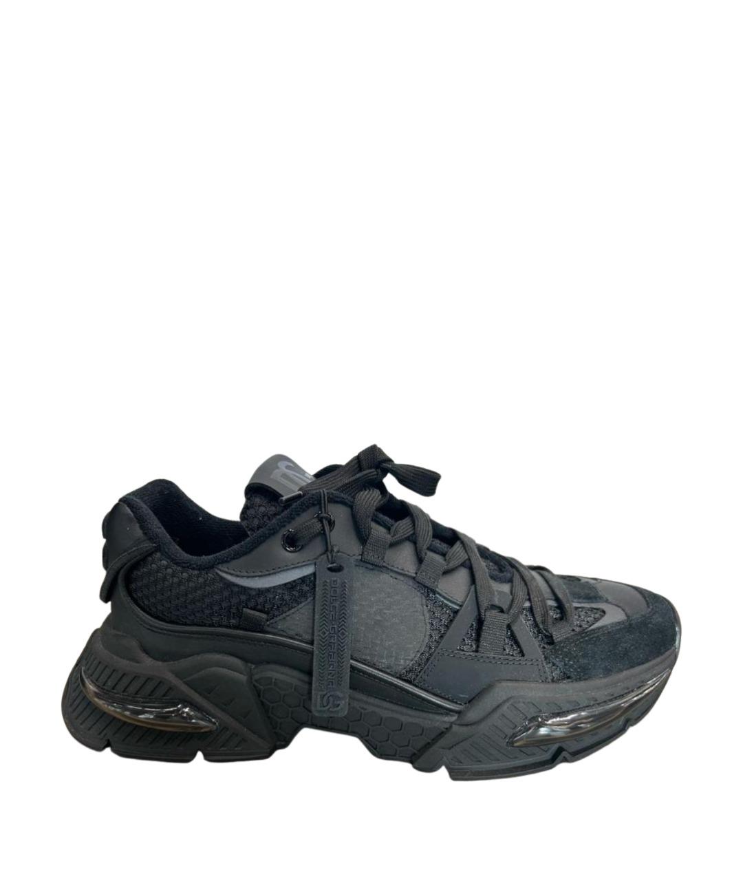 DOLCE&GABBANA Черные текстильные низкие кроссовки / кеды, фото 1