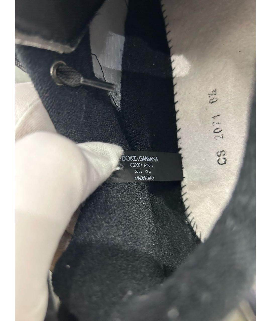 DOLCE&GABBANA Черные текстильные низкие кроссовки / кеды, фото 8