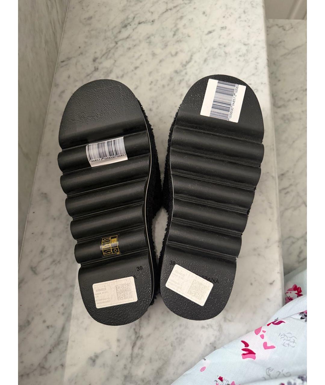 DOLCE&GABBANA Черные текстильные шлепанцы, фото 2