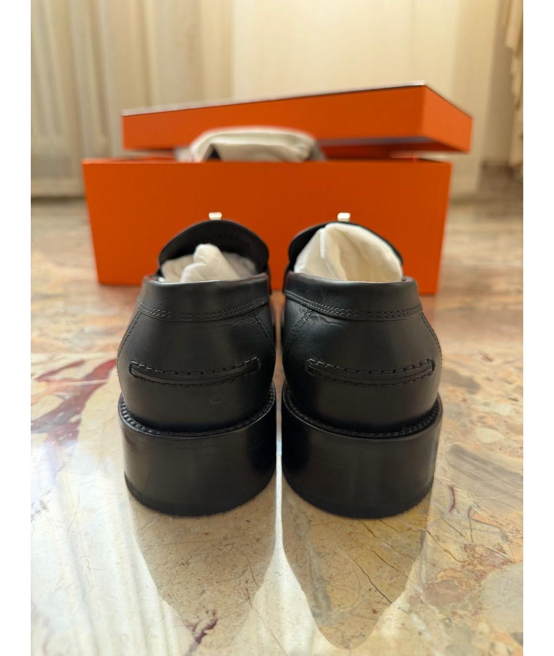 HERMES Черные кожаные лоферы, фото 5