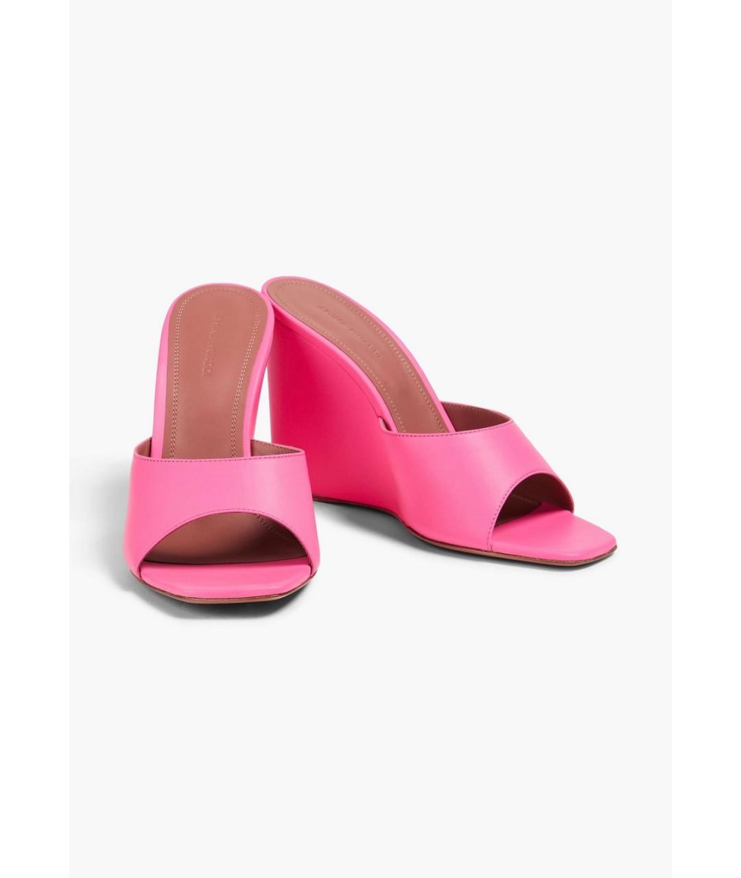 Amina Muaddi Розовые кожаные мюли, фото 2