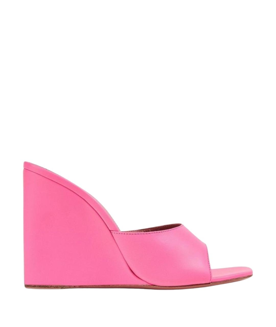 Amina Muaddi Розовые кожаные мюли, фото 1