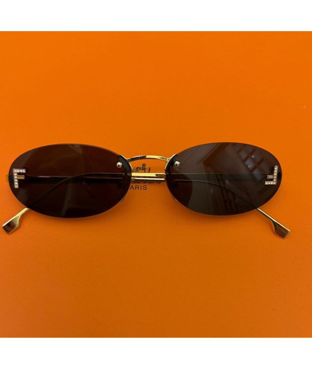 FENDI Черные металлические солнцезащитные очки, фото 5