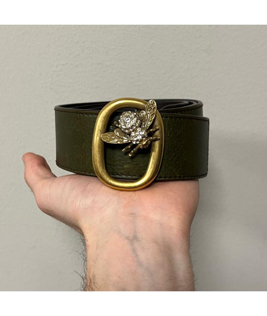 VALENTINO Хаки кожаный ремень, фото 3