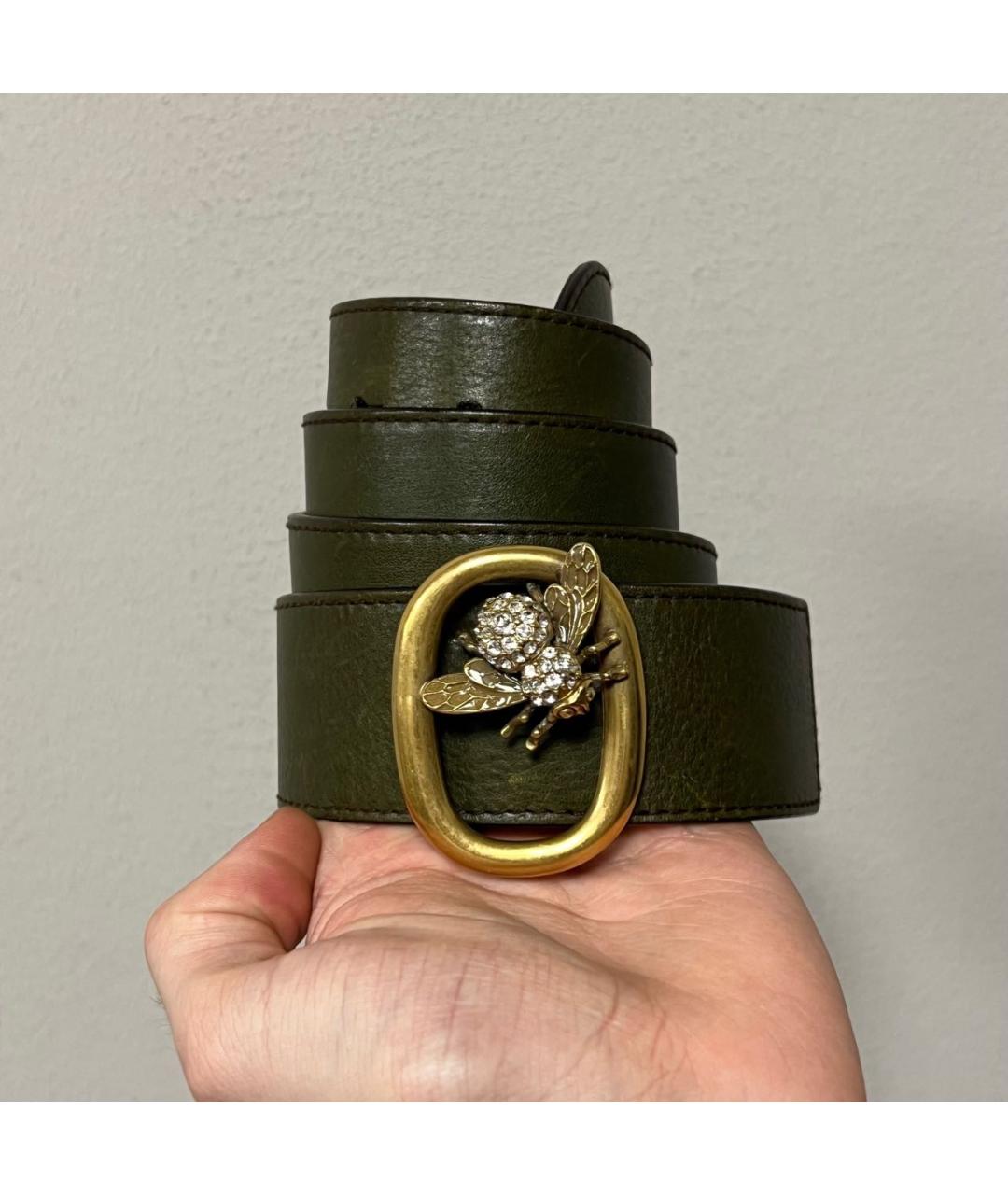 VALENTINO Хаки кожаный ремень, фото 4
