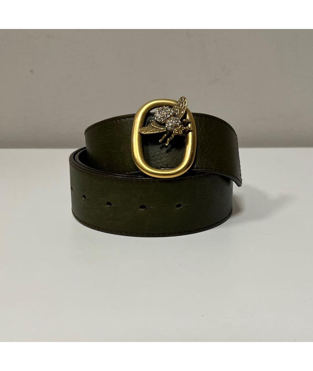 VALENTINO Хаки кожаный ремень, фото 2