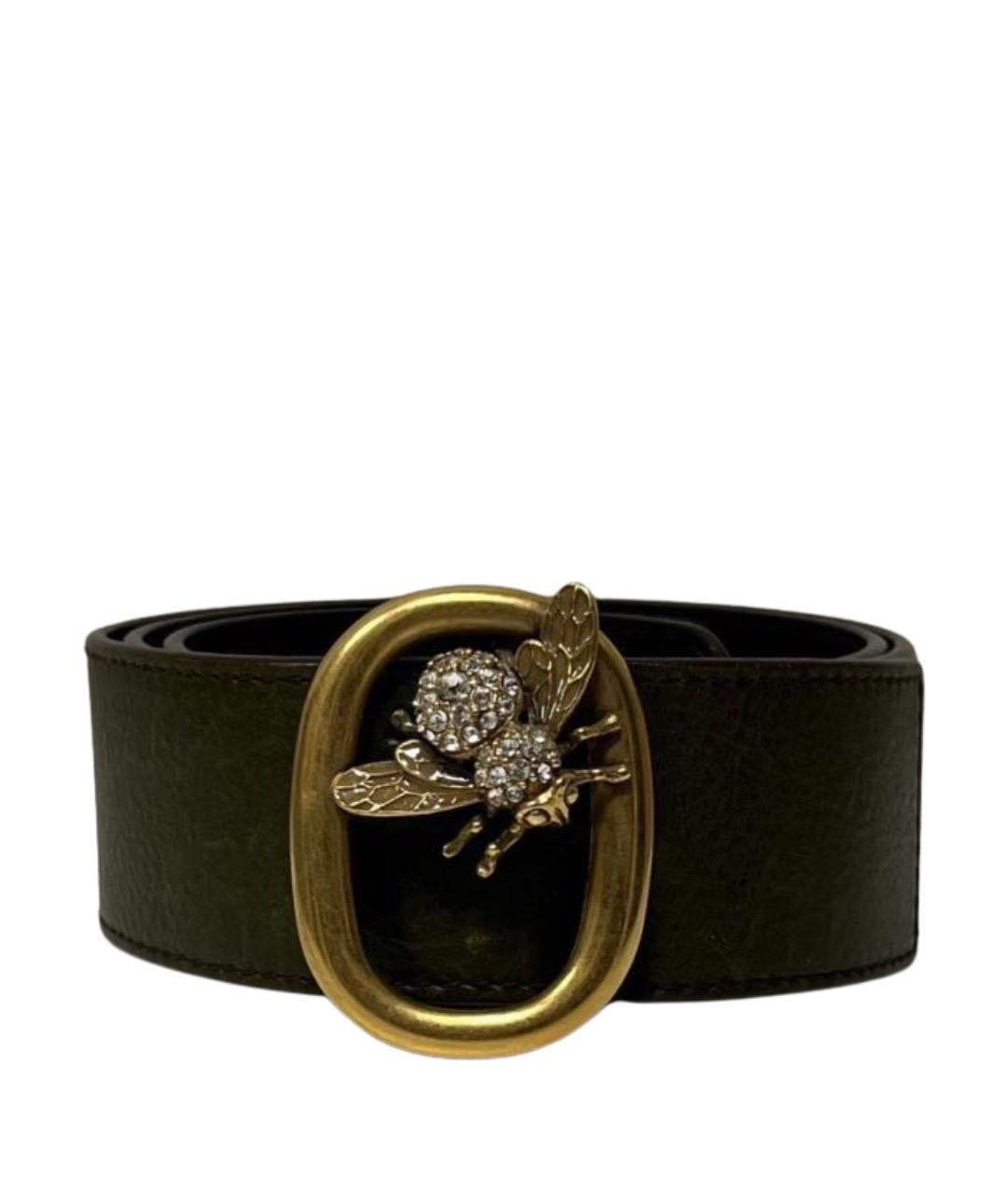 VALENTINO Хаки кожаный ремень, фото 1