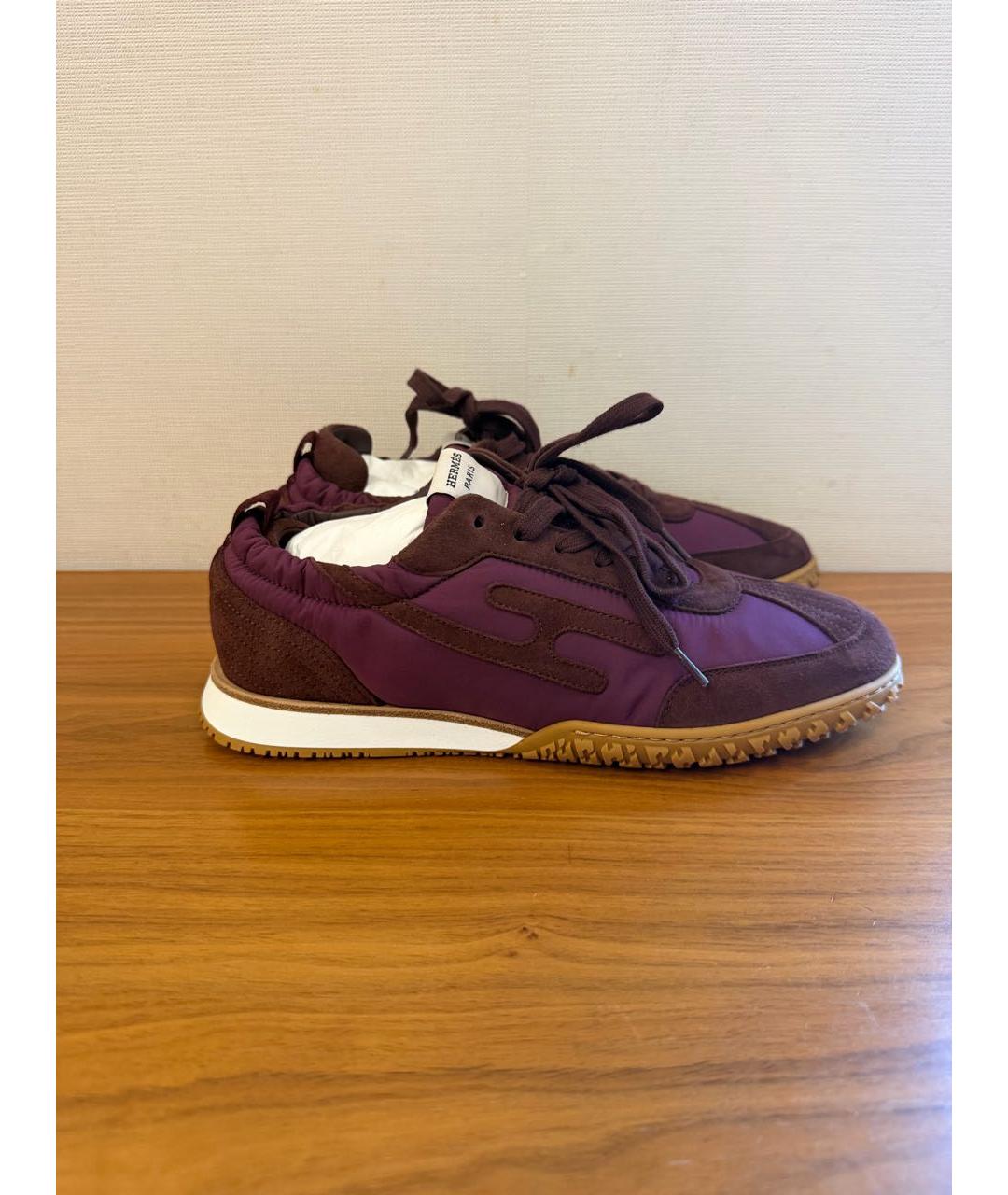 HERMES Бордовые кеды, фото 5