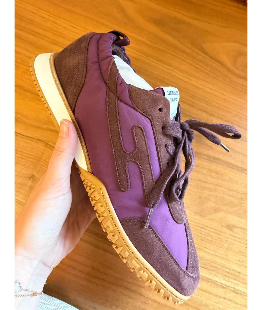 HERMES Бордовые кеды, фото 3