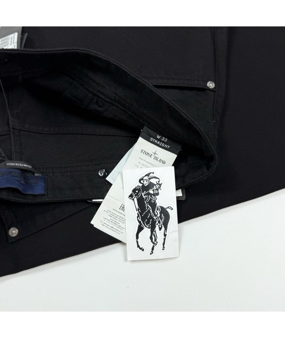 STONE ISLAND Черные хлопковые джинсы, фото 5
