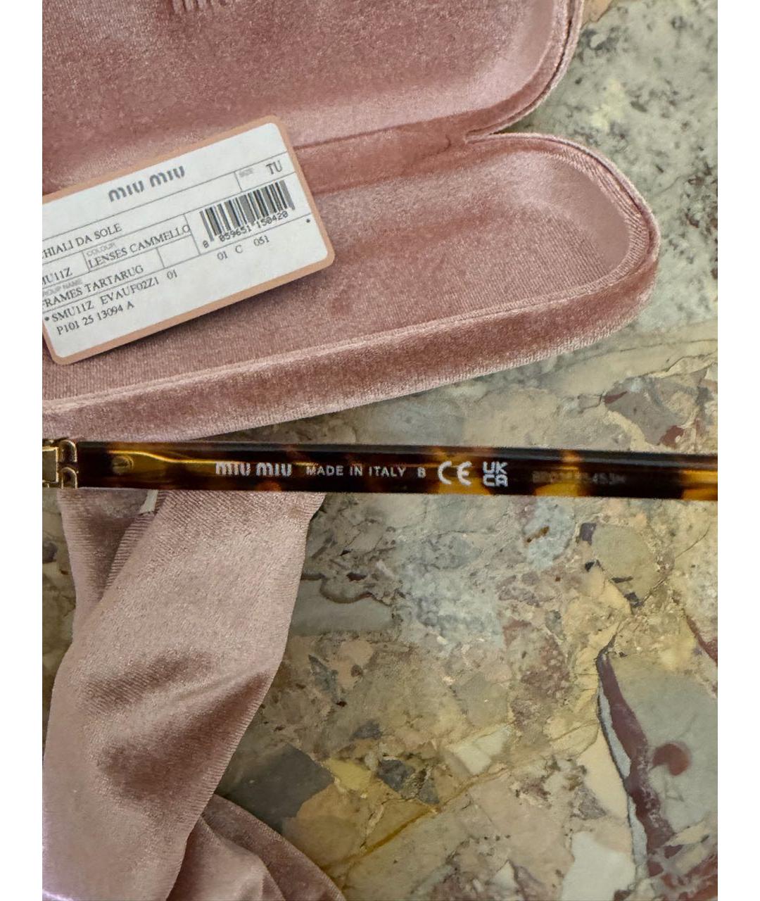 MIU MIU Коричневые пластиковые солнцезащитные очки, фото 5